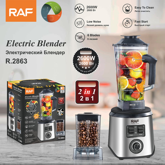 RAF 2 in 1 Electric Smoothie Blender with grinder 6 Blades 2L Double Cup R 2863