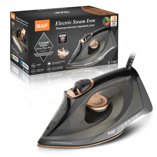 RAF New Product Electric Steam Iron Thermostat Controlled Vertical Steaming Water Spray 2200w 330ml Water tank Burst of Steam R1167