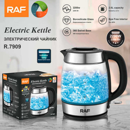 RAF Electric Water Boiler 2L Kettle Tea Maker Automatic Glass Electric Kettle R7909